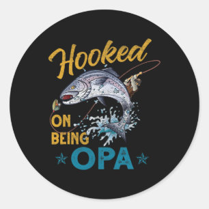 Sticker Rond Vintage accro à être Opa drôle pêche pères