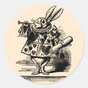 Sticker Rond Vintage Alice au pays des merveilles Lapin blanc c