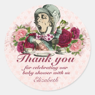 Sticker Rond Vintage Alice au Pays des merveilles Tea Party