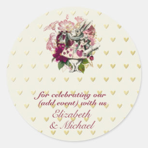 Sticker Rond Vintage Alice In Wonderland Tea Party BABY SHOWER