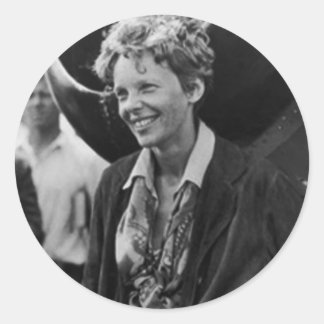 Sticker Rond Vintage Amelia Earhart Portrait photo