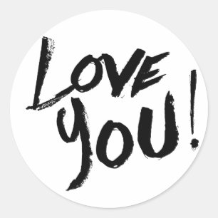 Sticker Rond Vintage Amour Vous Noir Et Blanc Peint