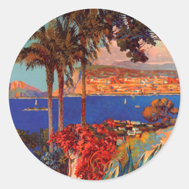 Sticker Rond Vintage Antibes Côte d'Azur (Devant)