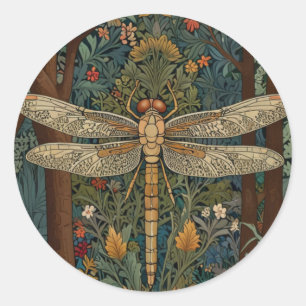 Sticker Rond Vintage art nouveau déco dragonfly boho chic