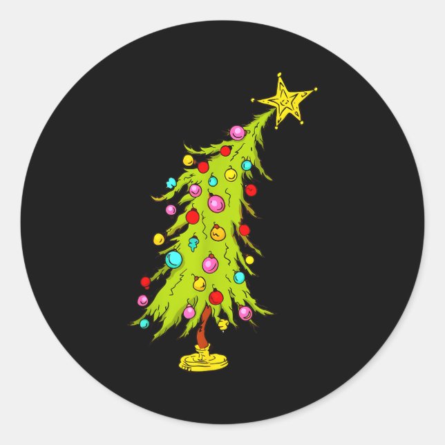 Sticker Rond Vintage Bent Christmas Tree  (Devant)