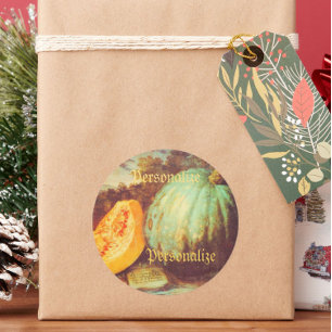 Sticker Rond Vintage bleu citrouille héritier automne renaissan