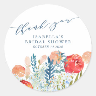 Sticker Rond Vintage Boho Garden Fête des mariées personnalisée