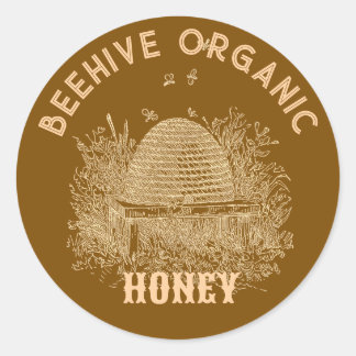 Sticker Rond Vintage Brown Beehive 