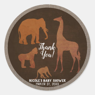 Sticker Rond Vintage Brown Safari Jungle Zoo Favoriser