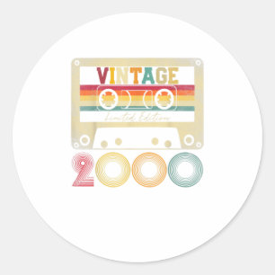 Sticker Rond Vintage cadeau 2000 20e anniversaire 20 ans