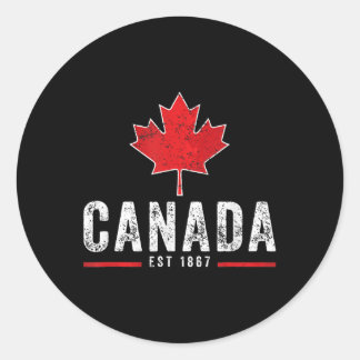 Sticker Rond Vintage Canada Est 1867 Patriotique Fier Canadien