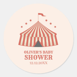 Sticker Rond Vintage Carnival Circus Big Top Baby shower