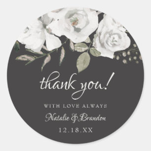 Sticker Rond Vintage cerisier blanc Mariage Merci
