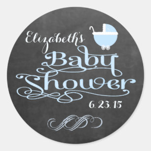 Sticker Rond Vintage Chalkboard Look Fancy Baby shower de torre