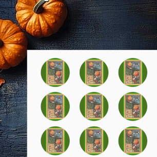 Sticker Rond Vintage chanteur homme Citrouille