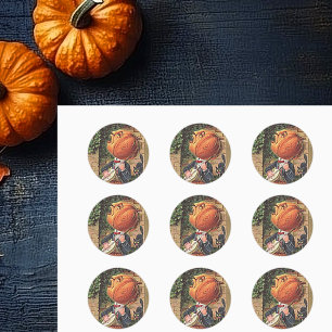 Sticker Rond Vintage chanteur homme Citrouille