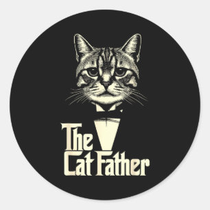 Sticker Rond Vintage chat père papa vie chat papa joyeuse fête 