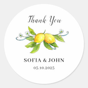 Sticker Rond Vintage citrons Mariage Merci