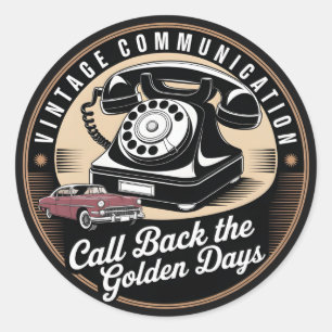Sticker Rond "Vintage Communication" Conception d'emblème rétro