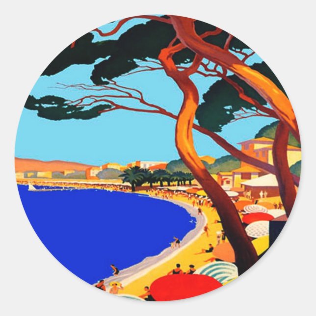 Sticker Rond Vintage Côte d'Azur Voyage en France (Devant)