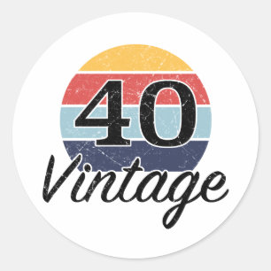 Sticker Rond Vintage coucher du soleil du 40e anniversaire