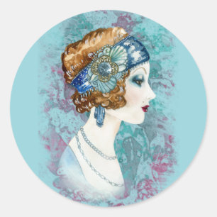 Sticker Rond Vintage dame de la mode