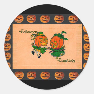Sticker Rond Vintage danse Jack o' Lanterns