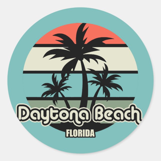 Sticker Rond Vintage Daytona Beach (Devant)