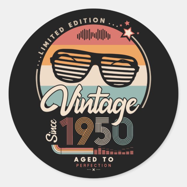 Sticker Rond Vintage depuis 1950 (Devant)