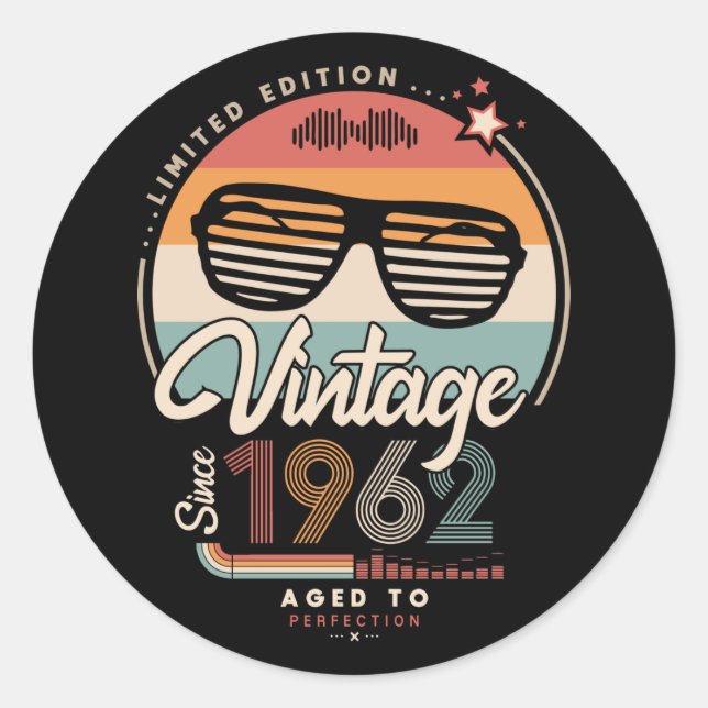 Sticker Rond Vintage depuis 1962 (Devant)
