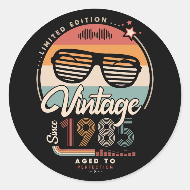 Sticker Rond Vintage depuis 1985 (Devant)