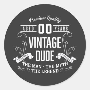 Sticker Rond Vintage Dud'âge personnalisé