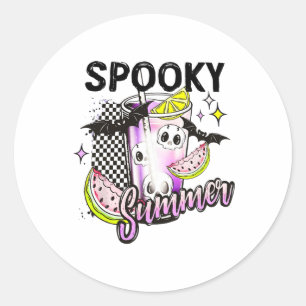 Sticker Rond Vintage Éffrayant Summer Beach Halloween Café Summ