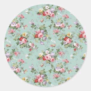 Sticker Rond Vintage Elegant rose Roses Motif