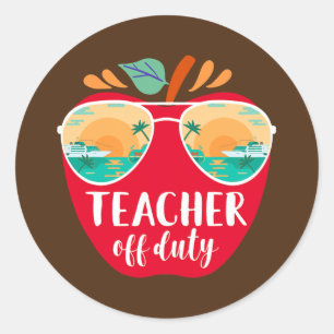 Sticker Rond Vintage Enseignant hors service Lunettes de soleil