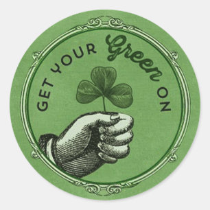 Sticker Rond Vintage et chic St. Patrick's Day Soyez vert sur