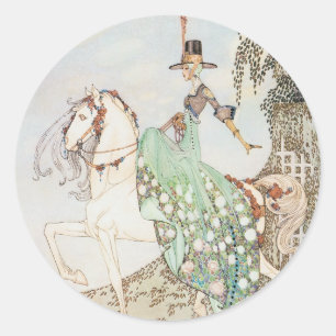 Sticker Rond Vintage Fairy Tale, Princesse Minette, Kay Nielsen