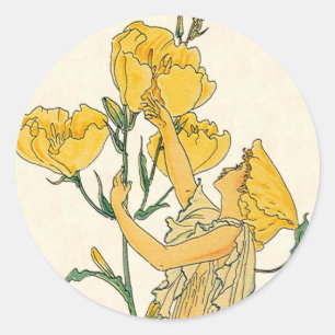 Sticker Rond Vintage Fairy Tale, Soirée Primrose, Walter Crane