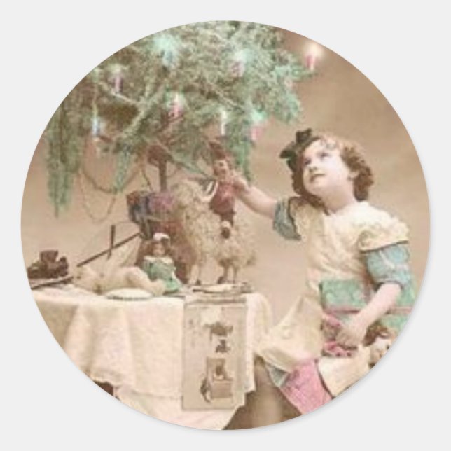 Sticker Rond Vintage fille victorienne (Devant)