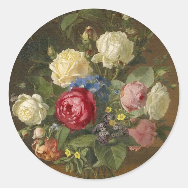 Sticker Rond vintage floral (Devant)