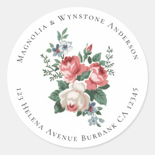 Sticker Rond Vintage Floral Adresse de retour