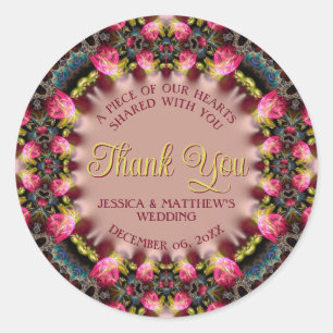 Sticker Rond Vintage Floral Romance Mariage Faveur