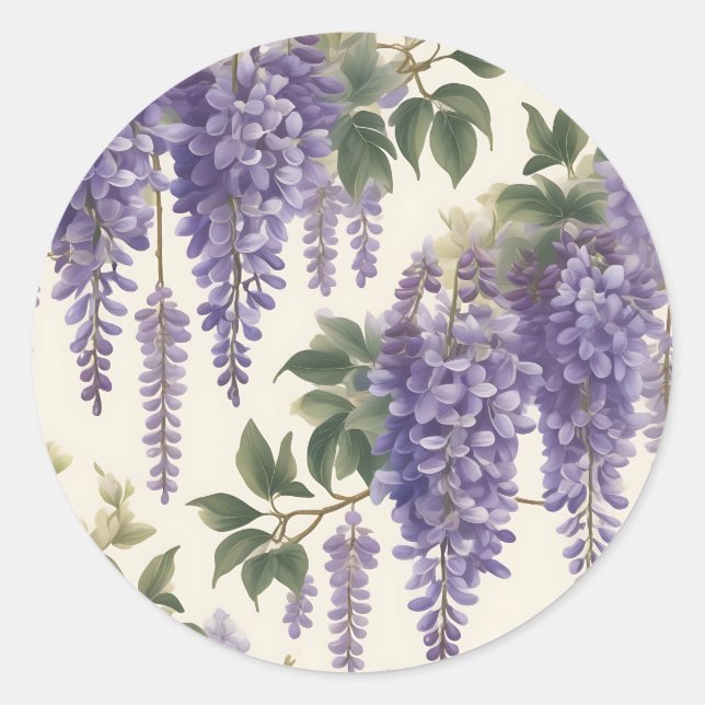 Sticker Rond Vintage Floral Wisteria (Devant)
