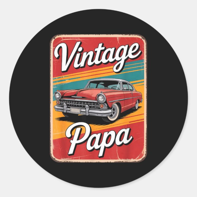 Sticker Rond Vintage Funny Papa  (Devant)