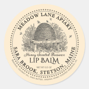 Sticker Rond Vintage Garden Skep Beeswax Lip Balm Classic Roun