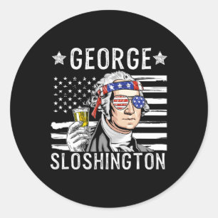 Sticker Rond Vintage George Sloshington Patriotique 4 Juillet F