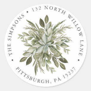 Sticker Rond Vintage Greenery Adresse de retour
