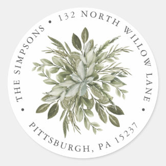 Sticker Rond Vintage Greenery Adresse de retour