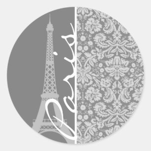 Sticker Rond Vintage Grey Damask Paris