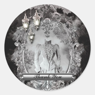 Sticker Rond Vintage Hantée Dame Halloween Costume Fête Favoris